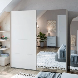 Szafa ubraniowa 200 cm Kolor Biały / Biały połysk